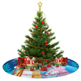 Christmas Tree Skirt 48 inches Large with Free Stocking Xmas Tree Skirts with Snowy Pattern for Christmas Tree Decorations