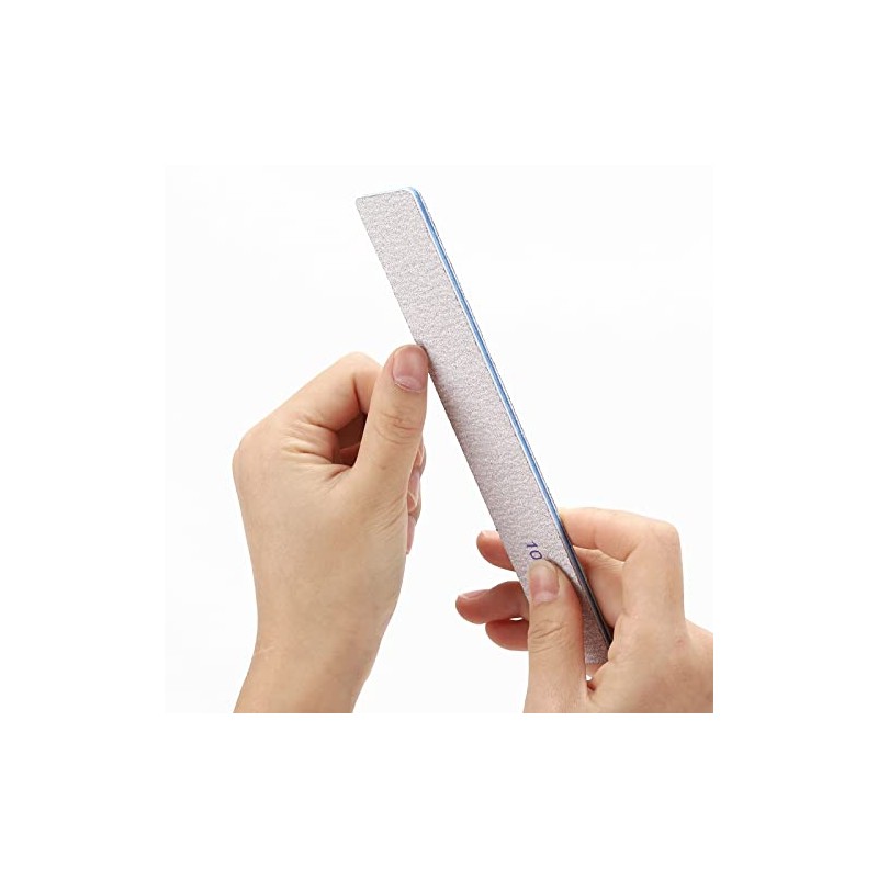 25 Piezas Limas de Uñas Rectangulares Grano 100/100, Pulidores de