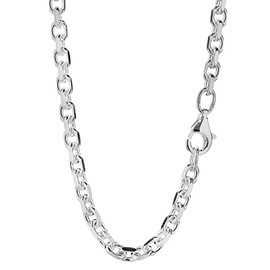 NKlaus Anchor Chain Diamond-Coated – Sterling Silver Chain Men and Women – Chain Real 925 Silver – Anchor Chain – Necklace – 3.0 mm Wide, Sterling Silver
