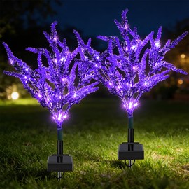 TANSOREN 2 Pack Solar Garden Lights Outdoor, 8 Lighting Modes Purple LED Waterproof Solar Powered Lavender Flowers Landscape Light for Outside Yard, Patio, Pathway Decorative, Décor, Gifts