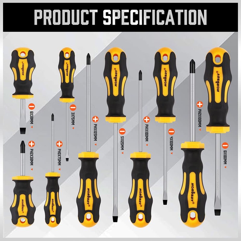 HORUSDY Screwdriver Set | 11-Pieces | 5 Flat & 5