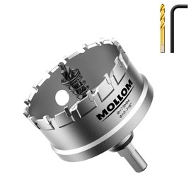 Mollom (73mm | 2-7/8'') Heavy Duty Carbide Hole Saw with 2 Pilot Drill Bits, Hole Cutter cuts Stainless Steel, mild Steel, Iron, Copper, Brass, Plastic