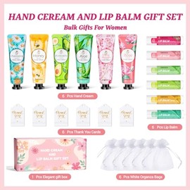 Regalos a granel para mujeres, bálsamo labial a granel y crema de manos con tarjeta de agradecimiento, bolsa de organza para profesores, regalo de enfermera, regalos de fiesta para boda, suministros de fiesta de spa