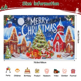 SquarePie Christmas Backdrop Merry Christmas Banner Signs Xmas Tree Snowflakes Gifts Background Photo Prop for New Year Xmas Family Party Decoration Supplies,70.8x45.3 Inch