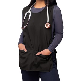 RRBXIA Cobbler Apron with pockets and Side Ties Smock Apron Unisex Apron for work kitchen (Black, Regular)