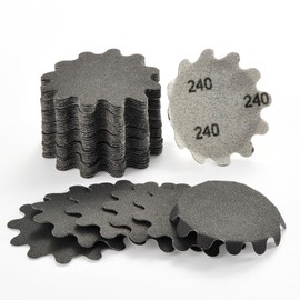 Dazefree 2 Inch Sanding Discs 50Pcs, 240 Grit Sandpaper, Wet Dry Silicon Carbide Hook and Loop Flex Edge Wavy Sand Paper for Drill, Bowl Sanders, Drill Sanding Attachments, Edge Sanding Tools