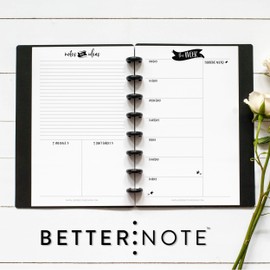 BetterNote This Week Refill Pages for Disc Notebooks, Fits Big Happy Planner, Levenger Circa, Staples Arc, Talia (Whimsy- 6 months, 8-Disc, 5.5"x8.5")