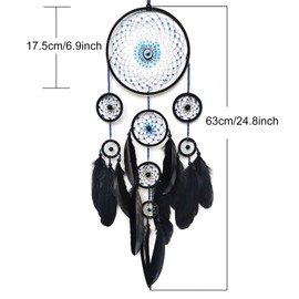 SOYUZU Black Dream Catcher, Large Dream Catcher Wall Decor, Dream Catcher for Bedroom Adult, Handmade Dream Catcher for Home Ornaments Feather Crafts