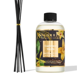 Cocorrína Reed Diffuser Refill Cashmere Vanilla 17oz (500ml) with 8 Rattan Sticks - Premium Long-Lasting Essential Oil, Home Fragrance for Bedroom, Bathroom Home Decor