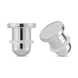 Longbeauty 1 Pair of G23 Titanium Ear Plugs Tunnels Stretching Set Stretching Bars Ear Tunnel 3 mm - 10 mm Silver Expander Punk Style, Titanium