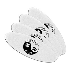 Rescue Adopt Yin Yang Paw Prints Dogs Cats Double-Sided Oval Nail File Emery Board Set 4 Pack