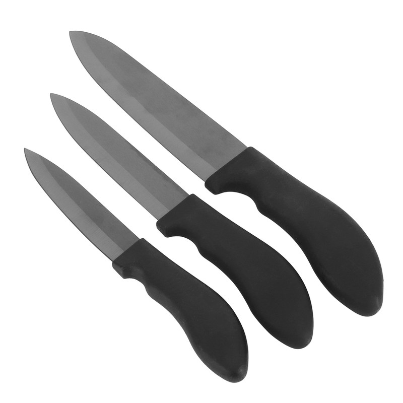 3Pcs Fruit Knife with Ergonomic Handle Black Blade Ceramic Cooking