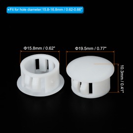 PATIKIL 16mm (5/8") Plastic Hole Plugs, 30Pcs Flush Type Round Hole Plugs Cover Snap in Locking Hole Tube for Table Kitchen Cabinet Furniture, White