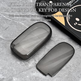 OFFCURVE Transparent Key Fob Cover for Dodge Key Fob Case for Dodge Charger Challenger Dart Journey Durango Grand Caravan RAM Chrysler 200 300 Smart Key Car Accessories Key Protector, Black