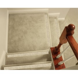 CarpetKrin, Non-Slip Nosing for Carpeted Stair, Carpet Grip Anti Slip Tread Protection; x5 Pcs (19x2 Inches; Beige-Gravel with SG3 Traction)