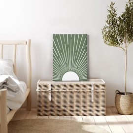 HIWX Boho Sun Framed Canvas Pictures, Boho Wall Art, Sunrise Wall Art Decoration For Bathroom Office Room Bedroom 11x14 (Green)