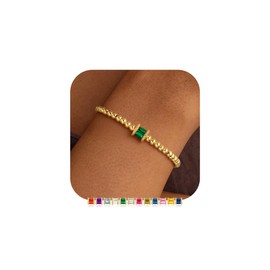 M MOOHAM Birthstone Bracelet for Girls, May Emerald Green Color Bracelet
