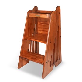 CONSDAN Toddler Tower, USA Grown Solid Hardwood, Kitchen Step Stool for Toddlers & Kids, Standing Tower with Safety Rail