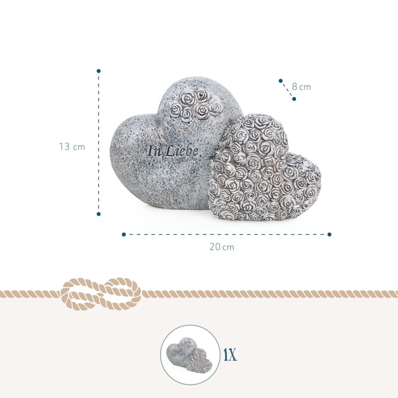 Grave Decoration Linked Hearts: Grave Decoration Weatherproof, Mourning Heart with