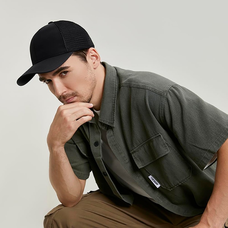 Black Quick Dry Large Oversize Baseball Cap for Men Women