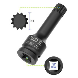 FOCMKEAS 1/2-Inch Drive x M15(15mm） Impact XZN Triple Square Spline Bit Socket, Metric Lengthen Screwdriver Socket Adapter, 3-Inch Length, CR-MO Steel, One-Piece Construction, Black
