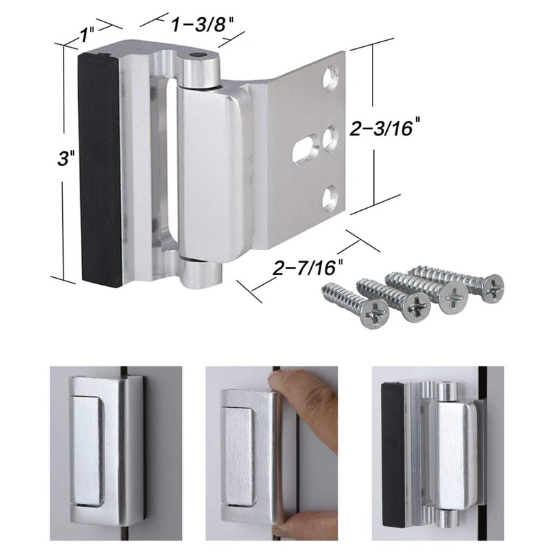 2 Pack Door Reinforcement Locks with 8 Screws, Home Security