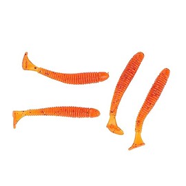 Pocreation Fishing Lures Kit, Shads Fishing 50Pcs 5Cm Soft Plastic Fishing Lures T Tail Grub Baits Fish Tackle Accessory, Pack, Shads Fishing of 50(Orange)