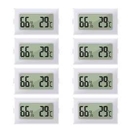 LYCXAMES Thermometer & Hygrometer, 8 Pieces Mini LCD Digital Hygrometer Thermometer, 2-in-1 Indoor Outdoor Moisture Meter, Temperature Meter, Thermo-Hygrometer for Greenhouse, Cellar, Baby Room