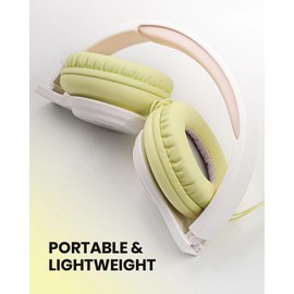 GE02 On-Ear Headphones with Microphone, Colorful Lightweight Folding Utral-Bass Headphones w/1.2M Cord, Portable Wired Headphones for Smartphone Tablet Computer,Headphones for Kids for School (Yellow)