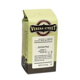 Verena Street 11 Ounce Whole Bean Coffee, Dark Roast, 100% Sumatra, Rainforest Alliance Certified Arabica Coffee