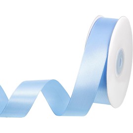 Blue Ribbon, 50 Yards 1 Inch Light Blue Ribbon Baby Blue Satin Ribbon Stocking Stuffers for Gift Wrapping Wedding Invitation Flower Bouquet Party Christmas Decorations