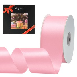 Solid Color Double Faced Pink Satin Ribbon 2" X 50 Yards, Ribbons Perfect for Crafts, Wedding Decor, Bow Making, Sewing, Gift Package Wrapping and More