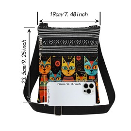 XiaoGalaee Geometric Cat Art Adjustable Shoulder Strap Crossbody Bag Chromatic Cat Collective Print Messenger Bag Unique Artistic Gift for Animal Lovers Birthday Present for Friend