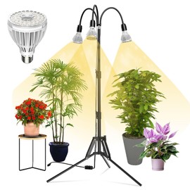 SANSI Grow Lights for Indoor Plants, 96W Full Spectrum Grow Light, No Dimmable 35-64 inches Detachable Tripod Standing Grow Lights, High PPFD 3 Pack of Par25 32W Bulb Plant Lights for Indoor Growing