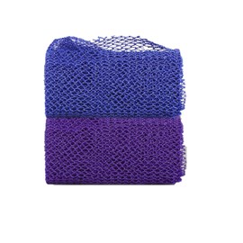 2 Pieces African Net Sponge, Long African Exfoliating Net, Net Bath Sponge Shower Body Scrubber Back Scrubber Skin Smoother, Stretches to Approximately 63" (Blue&Purple)