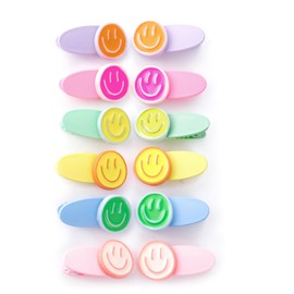 AACKS Happy Face Hair Clips, Pin, Barrettes Colorful Smile Face Party Favors Preppy Hair Clips Y2K Hair Accessories Smiling Hair Summer Beach Hair Accessories for Girls Kids Teen