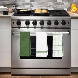 Artoid Mode Ring Spun Cotton Green Kitchen Dish Towels, 15x25 Inch Ultra Soft Absorbent Quick Drying Household Cleaning Tea Towels Bar Towels Set of 6