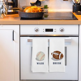 GWFSJYU Boys Kids Sports Hand Towels for Bathroom Set of 3, Basketball Football Baseball Hand Towel Gifts for Kids，wash Brush Flush Sports Dish Towel Tea Towels for Boys Bathroom Decor, 16x24 Inch