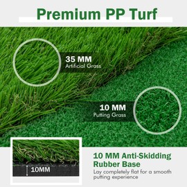 Tangkula 10 FT Golf Putting Green, Large Professional Golf Training Mat with Realistic Artificial Grass Turf, 3 Holes, 3 Flags and Cups for Indoor Outdoor Putting Practice (10 FT x 3.3 FT)