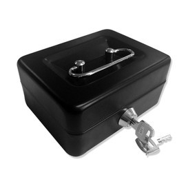 Jssmst X-Small Cash Box with Lock - Money Saving Box for Cash Coins, Small Lock Box for Medication Personal Items, 4.92'' x 3.94'' x 2.28'', Black