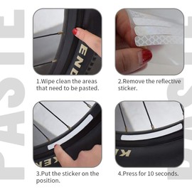 Reflector Sticker, Reflector Sticker Bicycle, Reflective Sticker Reflective Tape for Safety Marking of Prams, Bicycles, Helmets with Stickers, Highly Reflective (White)