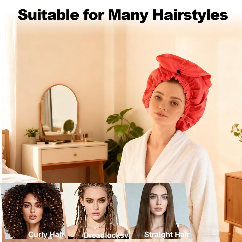 4 Pack Extra Large Shower Cap for Braids/Curly Hair/Dreadlock |