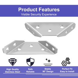 inBovoga 24 Pcs Universal Stainless Steel Furniture Connectors with Screws, Corner Brackets for Wooden Furniture Shelves and Cabinets