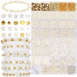 1860pcs Beads for Bracelet Making Kit with Multi-Sizes For Pearl Bracelets Making Spacing Bead Set Multi-Shape Jewelry Make Supplies Diy Art Craft for Women (1860)