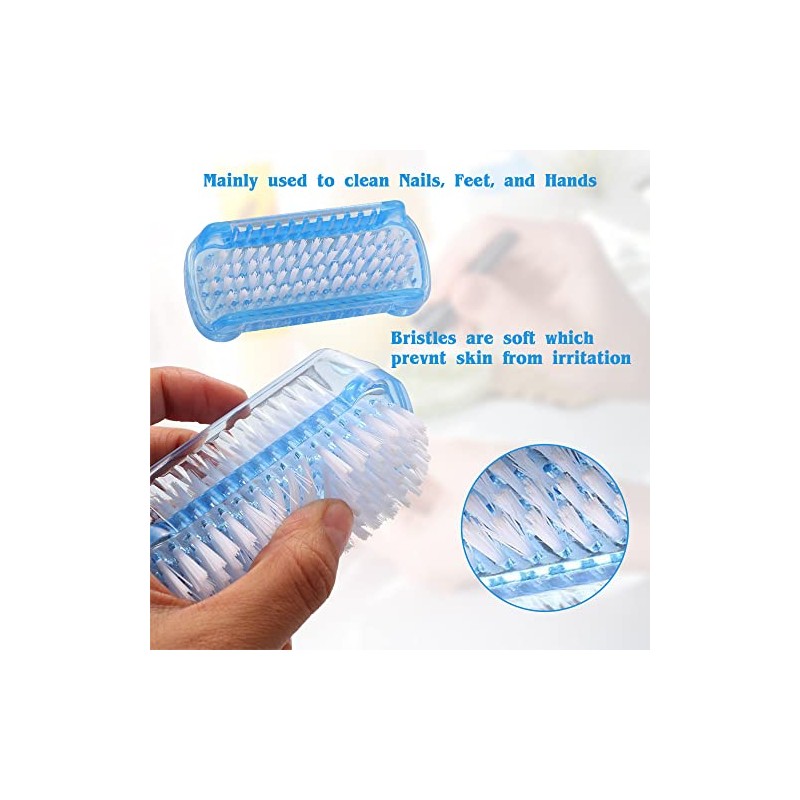 WATELL Double Sided Nail Brush - 4 Pcs with 2