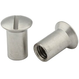 Sleeve nuts with raised countersunk head and slotted drive – M6 x 16 – (5 pieces) – made of stainless steel A1 (VA) – NIRO – SC9061 – pan head | SC-Normteile®