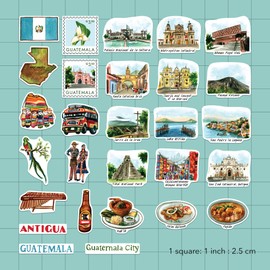 Navy Peony Mystical Guatemala Travel Stickers (28pcs) - Hand-Illustrated, Antigua, Mayan-Themed Vacation Decals for Journals, Scrapbooks, Luggage