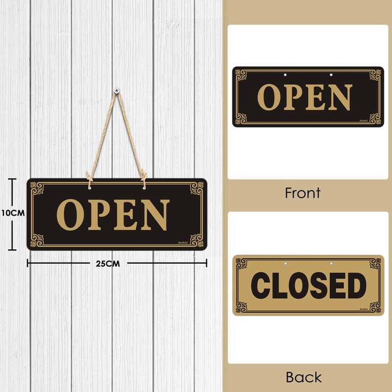 Andchi Open & Closed Hanging Door Sign, Double Sided Door