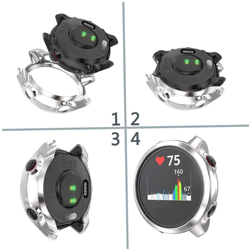 SHOWERORO Electroplated Protective Watch Case for Smartwatch Silver TPU Cover