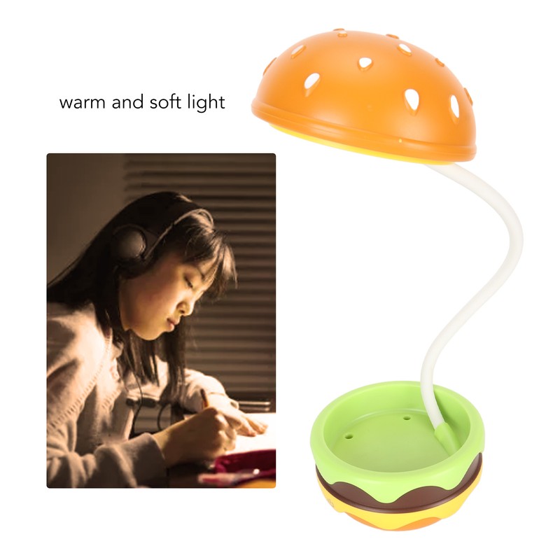 Kids Reading Light Hamburger Style Flexible Gooseneck USB Charge Soft